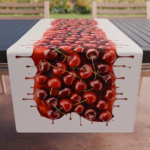 PETTI Artigiani Italiani Runner Tavolo Elegante 40x140 cm Microfibra Ciliegie 100% Made in Italy