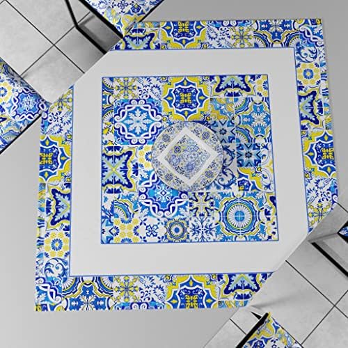 PETTI Centrotavola Moderno 90x90 cm Microfibra Vietri Blu Made in Italy